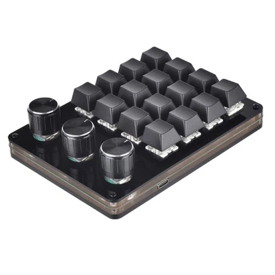 16 Key Macro Programmable Keyboard Mini Mechanical Gaming Macro Keyboard 3 Knob - Image 1 of 4