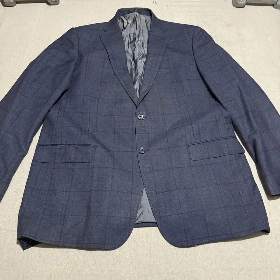 Tiglio Luxe Men's 46L Dolcetto Jacket Blue Plaid Wool Blazer Sport Coat - Image 1 of 4