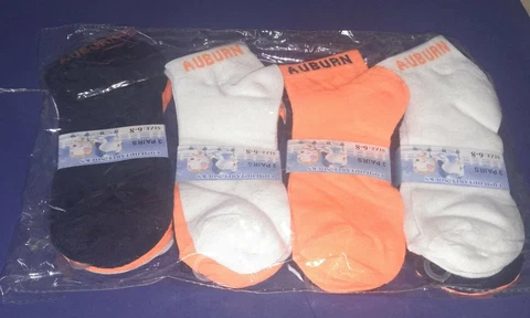 12 Pair University of Auburn Tigers Ankle Crew Socks, Size 2-4 Cover