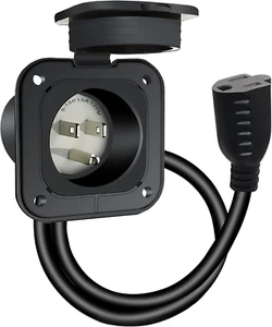 15 Amp AC Port Plug, 125 Volt Power Inlet, Waterproof Electrical Outlet Receptac - Picture 1 of 12