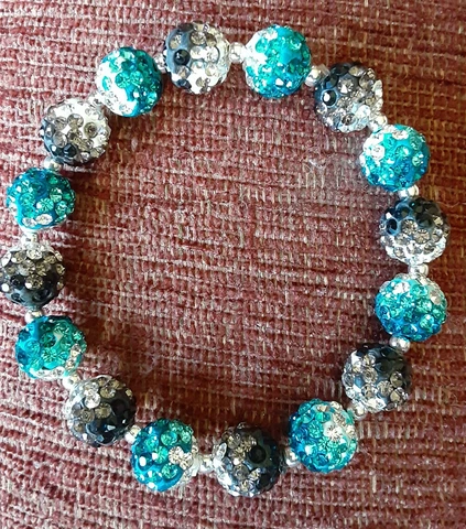 Carolina Panthers-Bling- Crystal-Rhinestone-Teal/Black/White-Bracelet Cover
