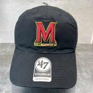 Maryland Terrapins Hat 47 Brand Clean Up Black Alternate Logo OSFM Strapback H56 - Picture 1 of 8