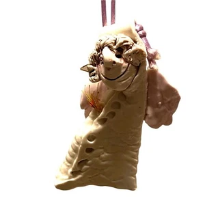 #3902 Hand made ceramic art piece Scrooge Angel Christmas ornament 5 x 3 - Picture 1 of 8