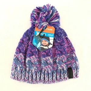 Serius Jr Dahlia Beanie Knit Pom Warm Winter Kids Girls Purple One Size - Picture 1 of 4