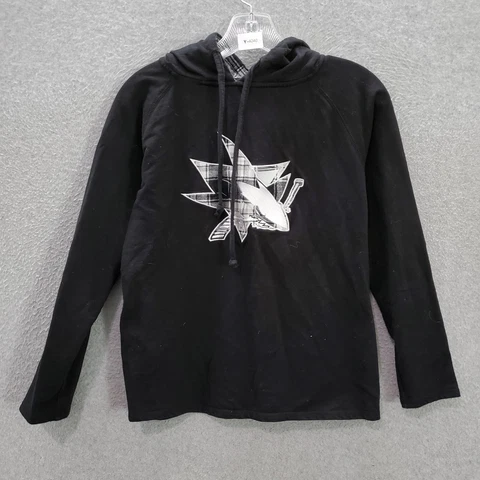 San Jose Sharks Boys Sweater Small Black Logo Hockey Hoodie Long Sleeve READ Cover