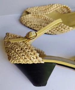 Vintage Pancaldi Raffia Shoes Italy sz 8 B - Picture 1 of 9