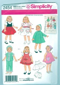 SIMPLICITY PATTERN 2454 für 16-18" Puppenkleidung UNGESCHNITTEN - Bild 1 von 2