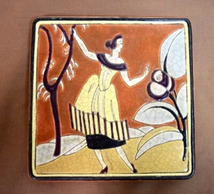 Vintage Longwy Atelier Primavera Art Trivet, Tile, made in France, 8x8x3/8 - Picture 1 of 5