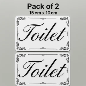 2 x Sticker Toilet Door Sign Self Adhesive Vinyl Decal Bathroom Door - Picture 1 of 2