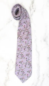 Giorgio Armani Silk Tie Italy Lavender Green Yellow Pink Floral Foliage Handmade - Picture 1 of 15