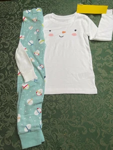 NUEVO CON ETIQUETAS 6t 6 o 5t 5 muñeco de nieve mate pijama familiar niño niña hanukkah Navidad viejo azul marino - Imagen 1 de 8