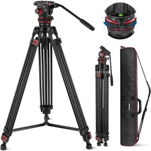 NEEWER 74" Metal Heavy Duty Video Tripod with Adjustable Damping Fluid Head TP75 - Picture 1 of 13