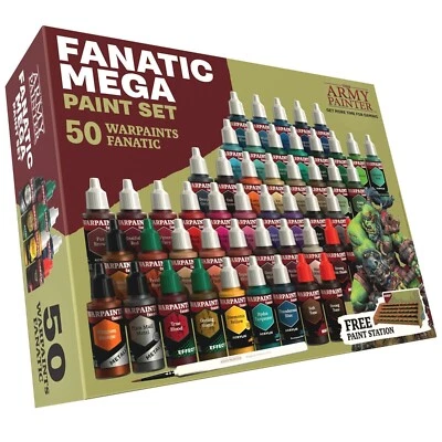 The Army Painter - Fanatic Mega Paint Set - 50 Warpaints + Paint Station & Brush