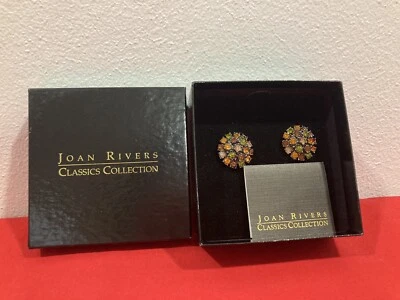 Pendientes de clip de cristal ámbar redondo colección clásica de Joan Rivers NUEVOS EN CAJA Foto 1 de 4