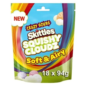18 x Skittles Squishy Cloudz Crazy Sours Sweets Chewy Candy Sweet Treats 94g BB- - Picture 1 of 4