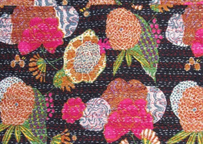 Indian Handmade Floral Kantha Quilt Reversible Bedspread Double Cotton - Image 1 of 4