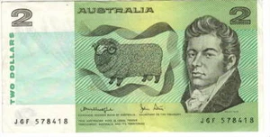 AUSTRALIA $2 Dollars VF Banknote (1979) P-43c Knight-Stone Sign Prefix JGF - Picture 1 of 2