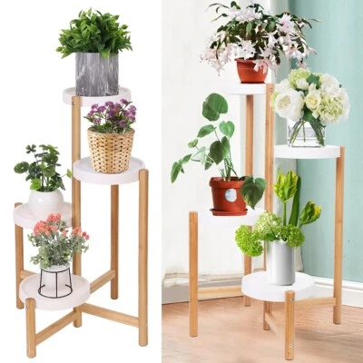 Blumenständer Blumentreppe Pflanzregal aus Holz für Innen Balkon Deko Größe: S/L - Bild 1 von 4