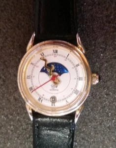 Vintage RJW Moon Phase Quartz Watch with new strap and battery fully working - Picture 1 of 10