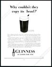 1934 Guinness Stout Beer Pint Glass Art Couldn't Copy Its Head Vintage Print Ad
