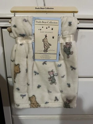 NEW Pooh Bear Collection Pooh And Piglet Beige Baby Blanket 30x40” - Image 1 of 2