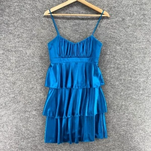 New Taboo Dress Women M Medium Blue Sheath Midi Ruffle V-Neck Sleeveless Casual - Picture 1 of 7