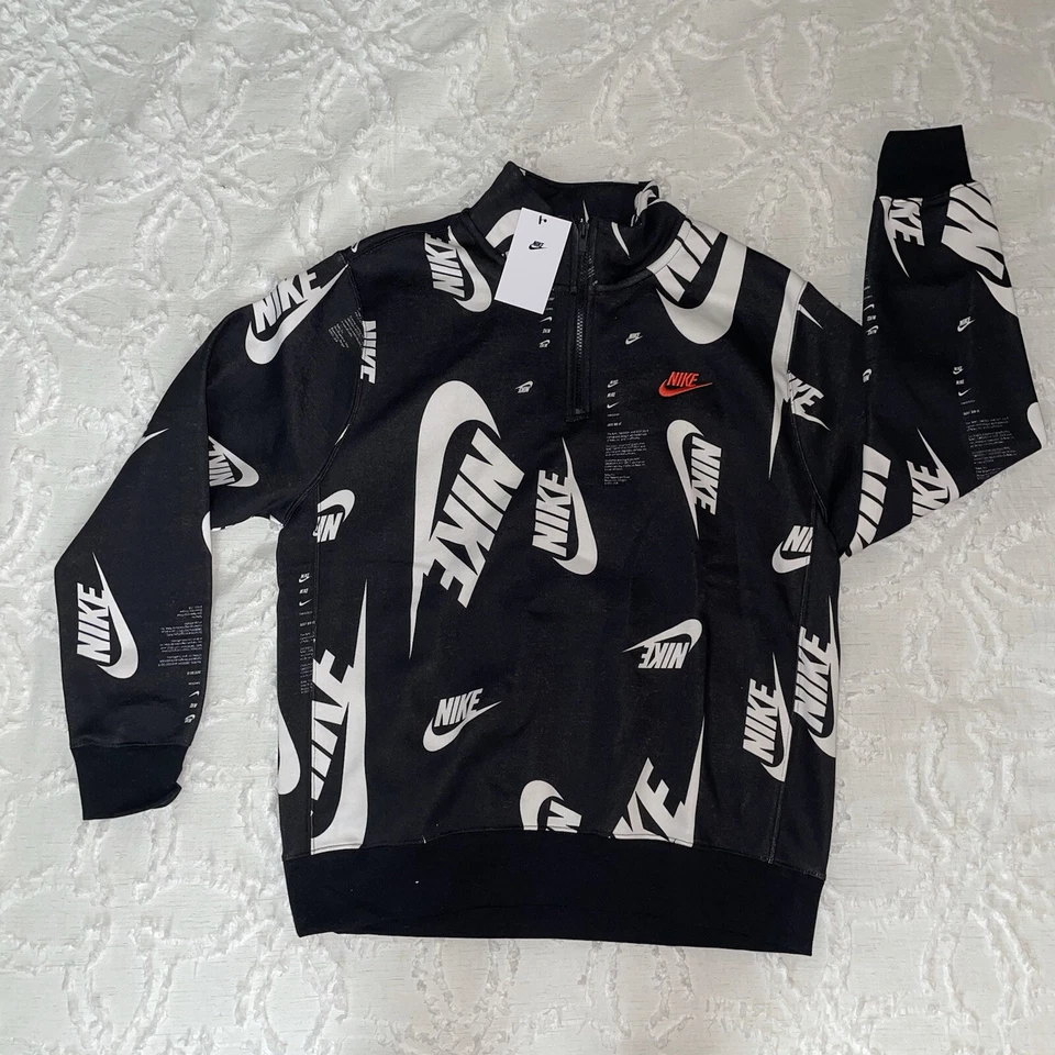 Nike Mens Hoodie Sweater Size S Swoosh Black Grahic JUST DO IT Print DQ5155-010
