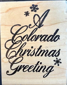 A Colorado Christmas Greeting Rubber Stamp 3x3.5 inches by Creative Impressions - Picture 1 of 4