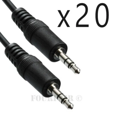 20 Pack Lot - 25ft 1/8" 3.5mm Audio Headphone Male Stereo Cable M/M MP3 Aux PC - Image 1 of 2