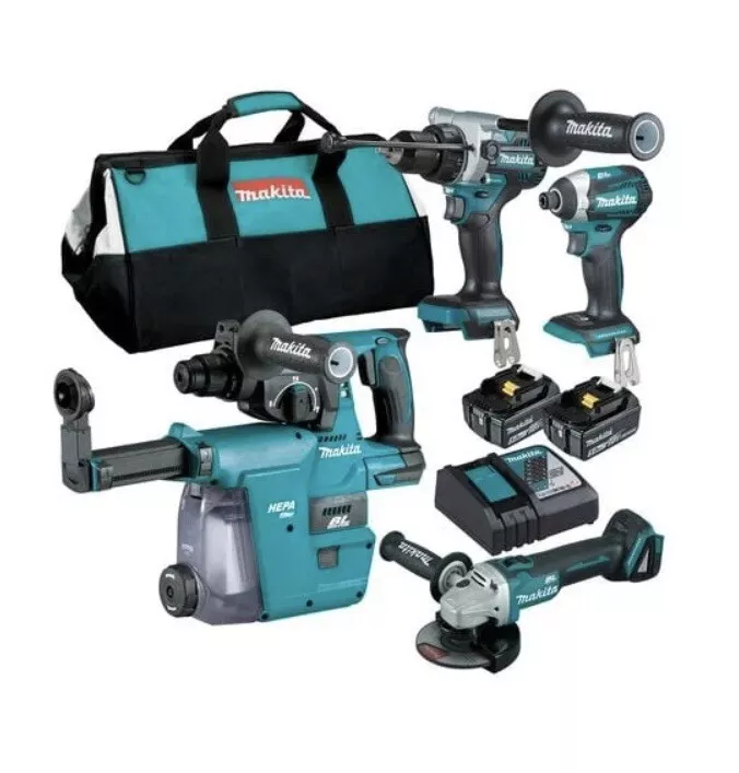 NEW Makita Brushless 4 Piece 18V Combo Kit DLX4148TX1 with 2x 5.0ah Batteries - Image 1 of 1
