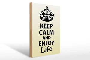 Holzschild Spruch 30x40 cm Keep Calm and enjoy life Holz Deko Schild wooden sign - Picture 1 of 5