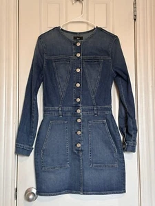 Mini abito tubino donna 3x1 blu denim bottoni davanti manica lunga taglia M 700€ - Foto 1 di 13