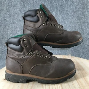 Texas Steer Work Boots Mens 12 Maximus Brown Faux Leather Lace Up Steel Toe - Picture 1 of 18