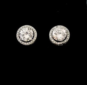 Pendientes Para Mujer Blanco Cúbico Zirconia Halo Regalo Idea Regalo - Imagen 1 de 5