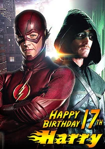 The FLASH & GREEN ARROW Barry Allen dc Personalised Greeting Happy Birthday Card - Picture 1 of 5