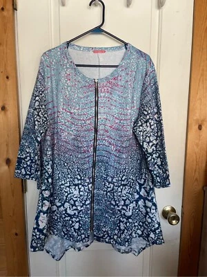 Просто Aster женщин туника верхний размер 2 X 3/4 рукав полный молнии куртка рубашка красивый  - Изображение 1 из 4