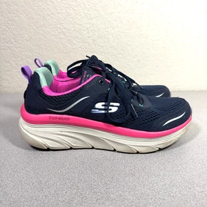 SKECHERS D'LUX WALKER Infinite Motion Mesh Shoes Navy Blue Pink Women's Size 9 - Picture 1 of 11