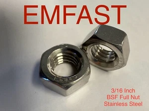 3/16 BSF standard hexagon Full nut stainless steel hex spin on British fine - Picture 1 of 1