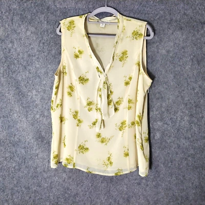 Coldwater Women Blouse L 14 16 Cottage Core Gargen Chiffon Tie Ruffle Pleat - Image 1 of 4