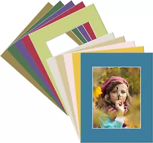 , Pack of 10, Acid-Free Mixed Colors Pre-Cut 16X20 Picture Mat for 11X14 Photo w - Picture 1 of 12
