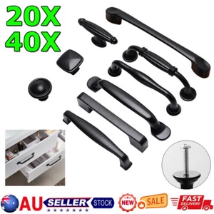 Zinc Kitchen Cabinet Handles Drawer Bar Handle Pull Knobs 96MM 128MM Matt Black - Picture 1 of 24