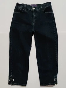 NYDJ Size 4 Very Dark Blue Capri Crop Rhinestone Jeans - Picture 1 of 15