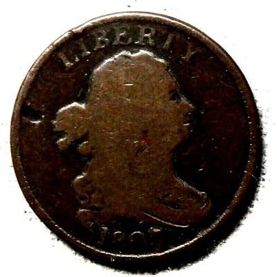 elf Draped Bust Half Cent 1807   A24 - Image 1 of 2