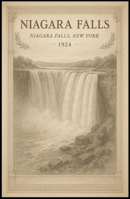 Vintage Niagara Falls 1924 Travel Poster - Image 1 of 4