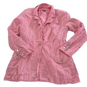 DL1961 Blazer Womens X Small Flamingo Pink Collared Slouchy Linen Jacket - Picture 1 of 13