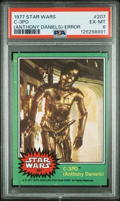 1977 Topps Star Wars C-3PO (Anthony Daniels) #207 Golden Rod Error PSA 6 EX-MT - Image 1 of 2