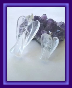 Crystal ANGEL Necklace, Solid Quartz Crystal Angel Pendant With Silver Chain - Picture 1 of 8