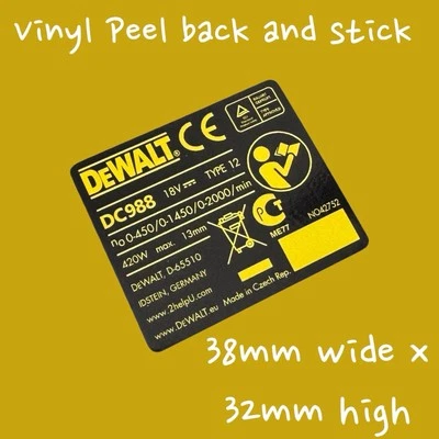 dewalt drill 18v DC988 vinyl Sticker Cordless Drilling Restoration renew drills - Image 1 of 4