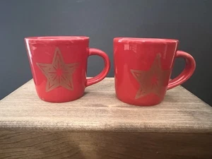 2 - 2018 Starbucks Espresso Mini 3oz Mugs - Holiday Red Gold Star - Picture 1 of 3