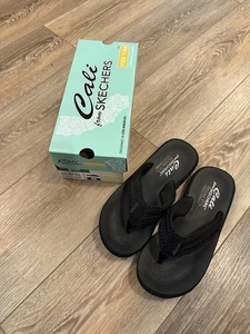Skechers Women's Asana Hidden Valley Black Comfort Flip Flops Size 8 Yoga - Picture 1 of 4
